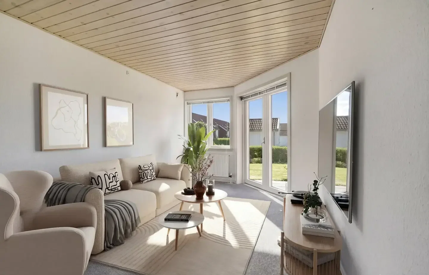 Velindrettet andelsbolig med solrig have, carport og gode fællesfaciliteter