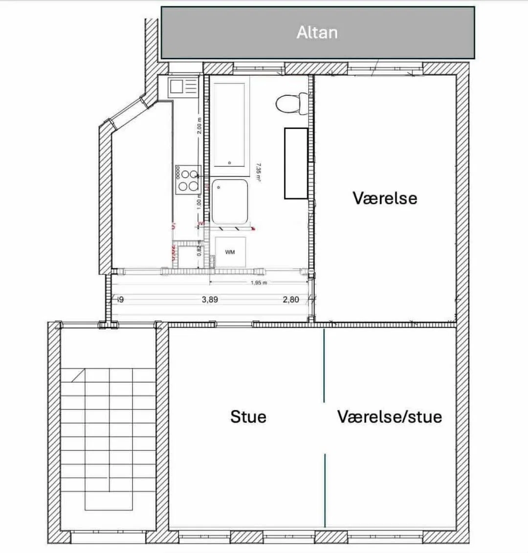 Bytte: 78 m2 andelslejlighed på Tullinsgade m. altan