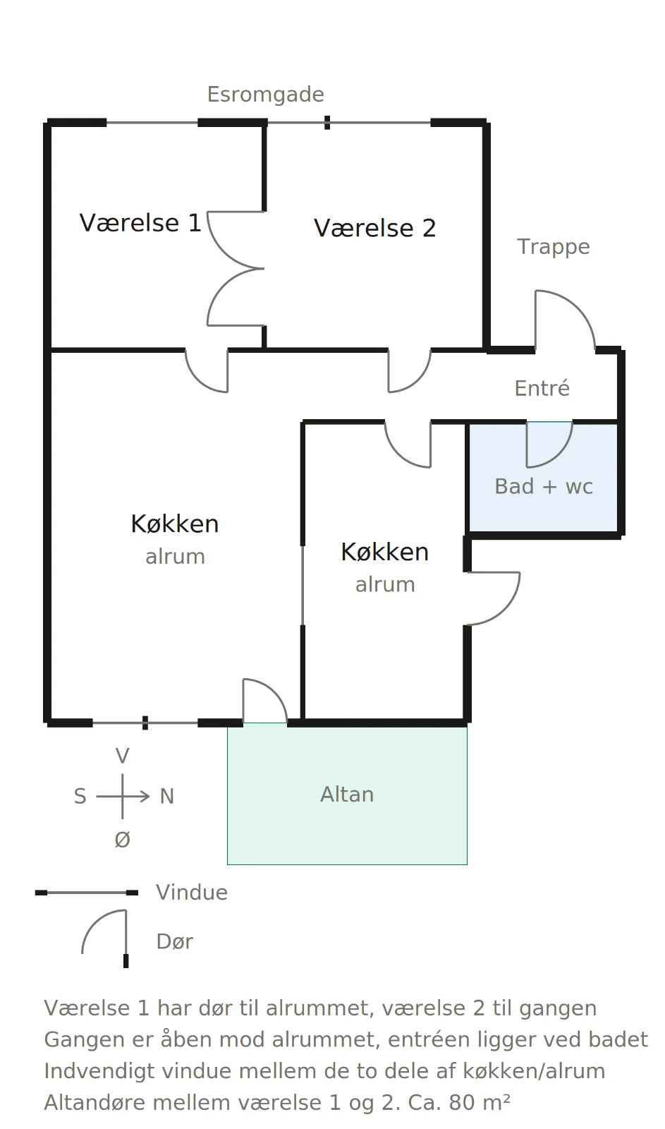 80 m² andelslejlighed på Nørrebro med stor sydøstvendt altan