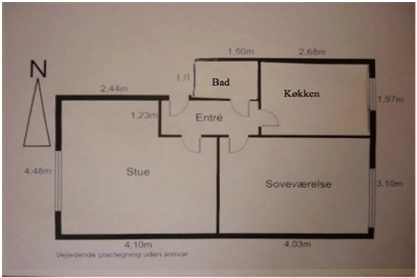 Dejlig 2V stuelejlighed i NV