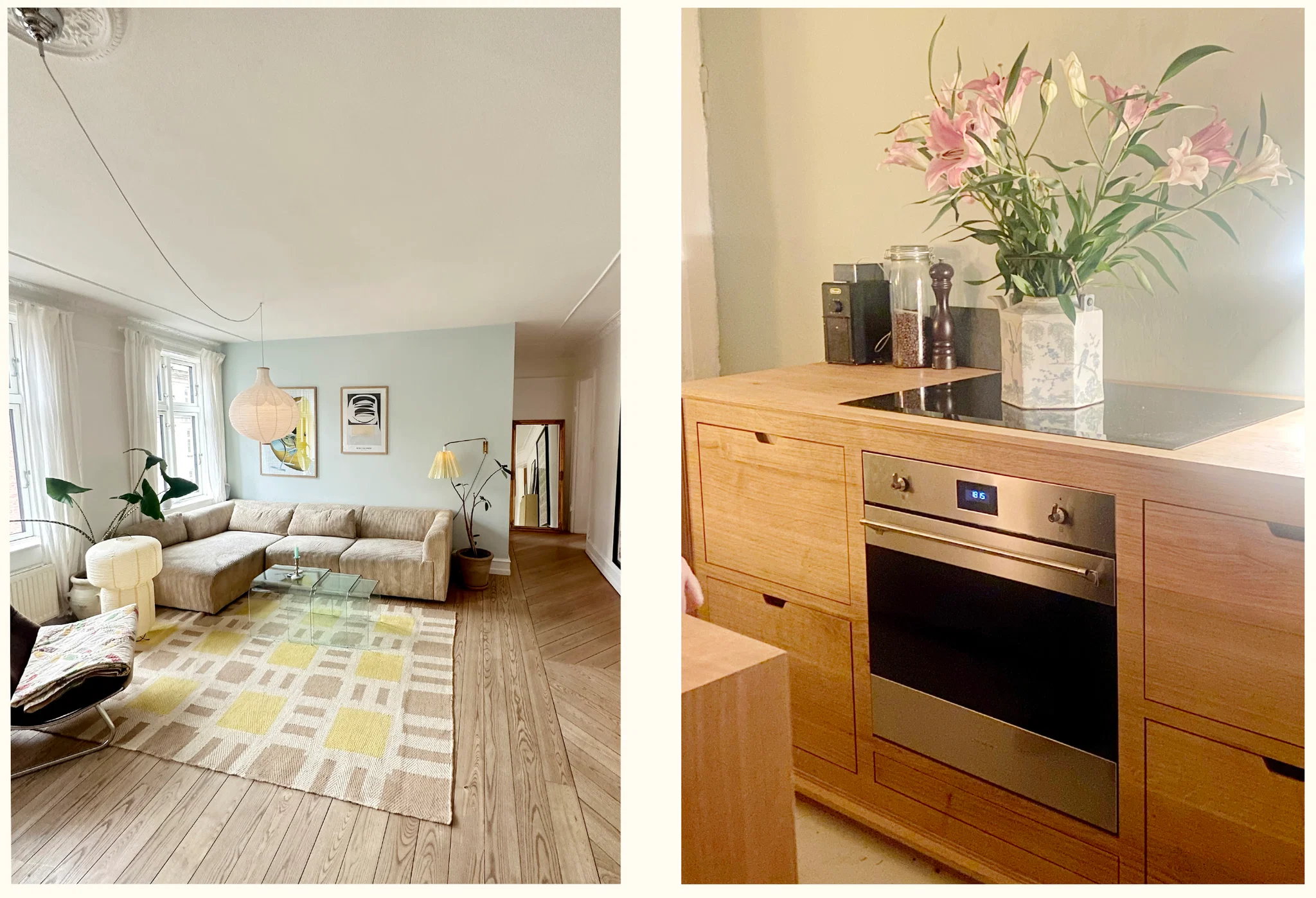 Smuk Istandsat lejlighed med snedkerkøkken og altan