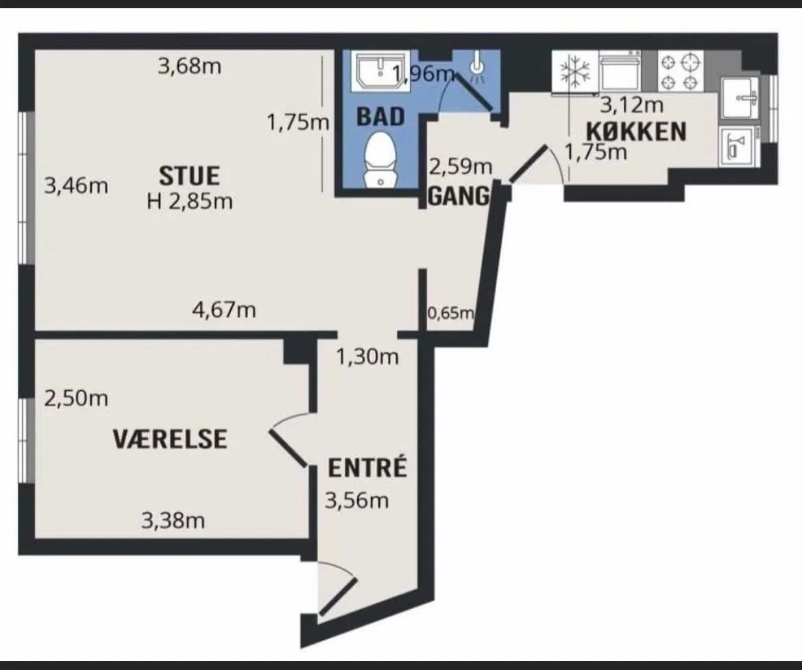 Bytte: 2-værelses andelslejlighed 58 m2 på Vesterbro