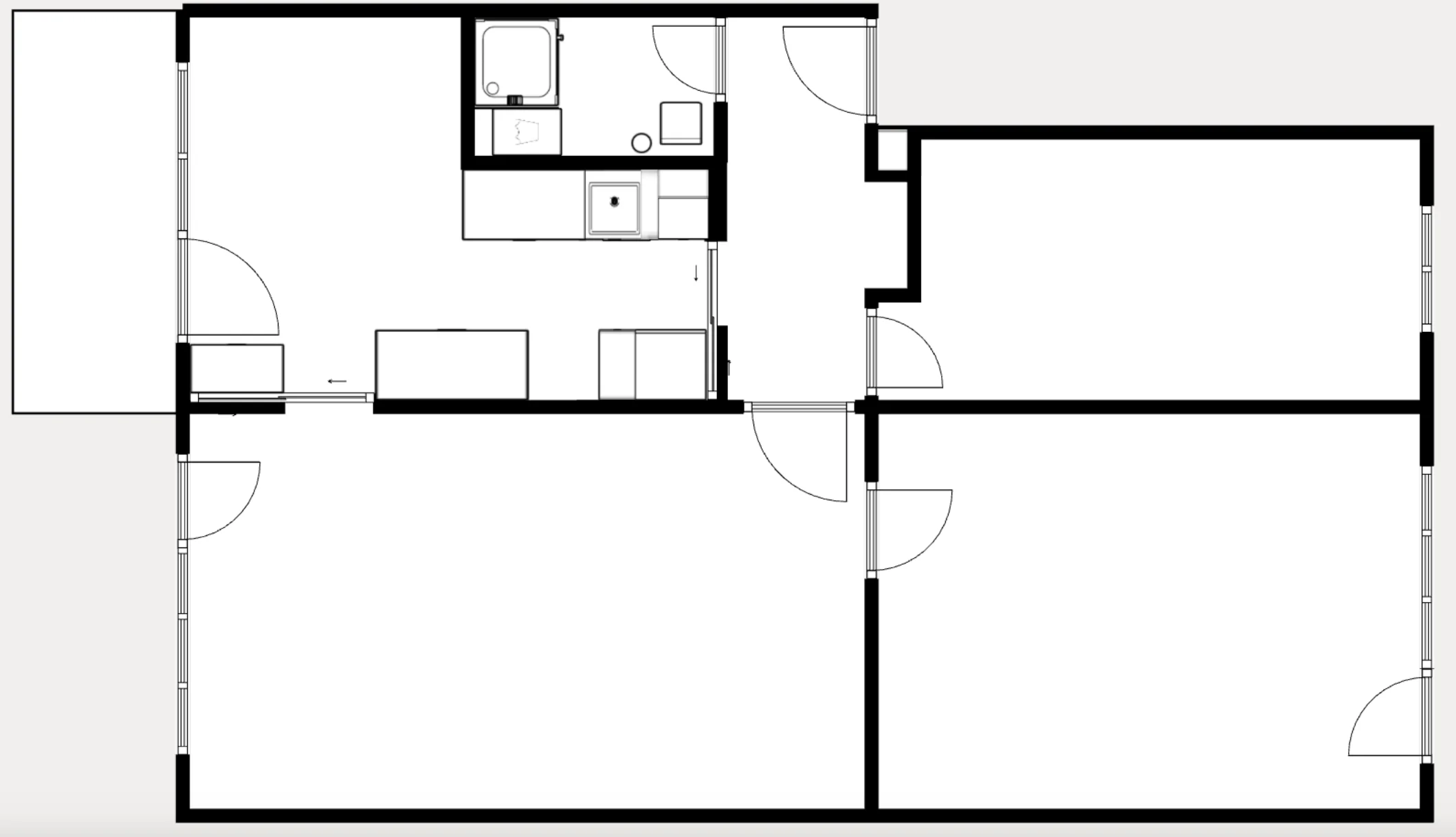 3 vær. med spisekøkken og stor altan øverst oppe.