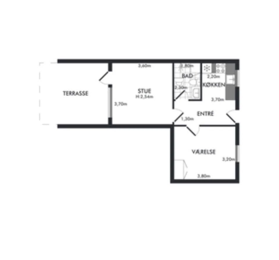 2-vær. andelsbolig med have i Tilst – 53 m²