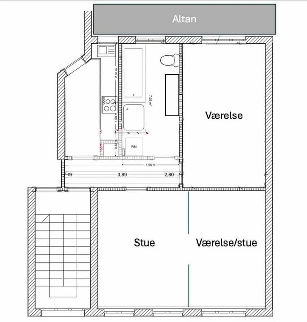 Bytte: 78 m2 andelslejlighed på Tullinsgade m. altan