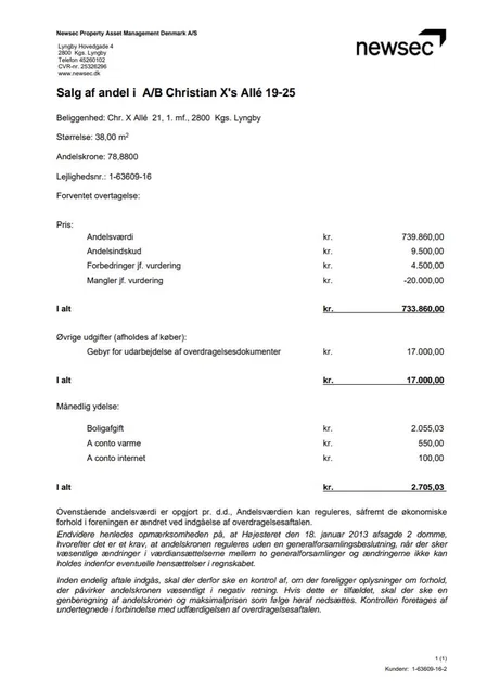 1-værelses andelslejlighed med altan i Kongens Lyngby – 38 kvm