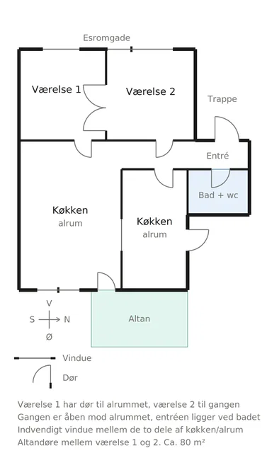 80 m² andelslejlighed på Nørrebro med stor sydøstvendt altan