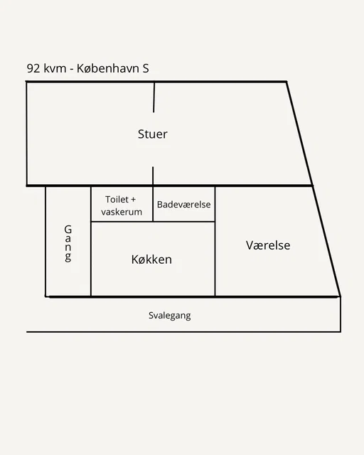 Lys 92 m2 andelslejlighed i København S