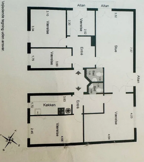 Stor 128 m² andelsbolig m. 4 altaner i Valby (Landlystvej, st.)