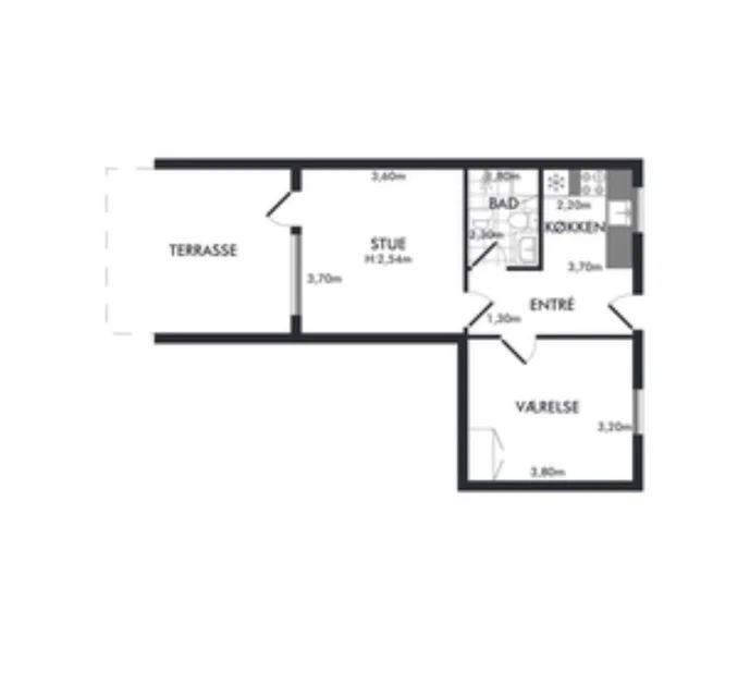 2-vær. andelsbolig med have i Tilst – 53 m²